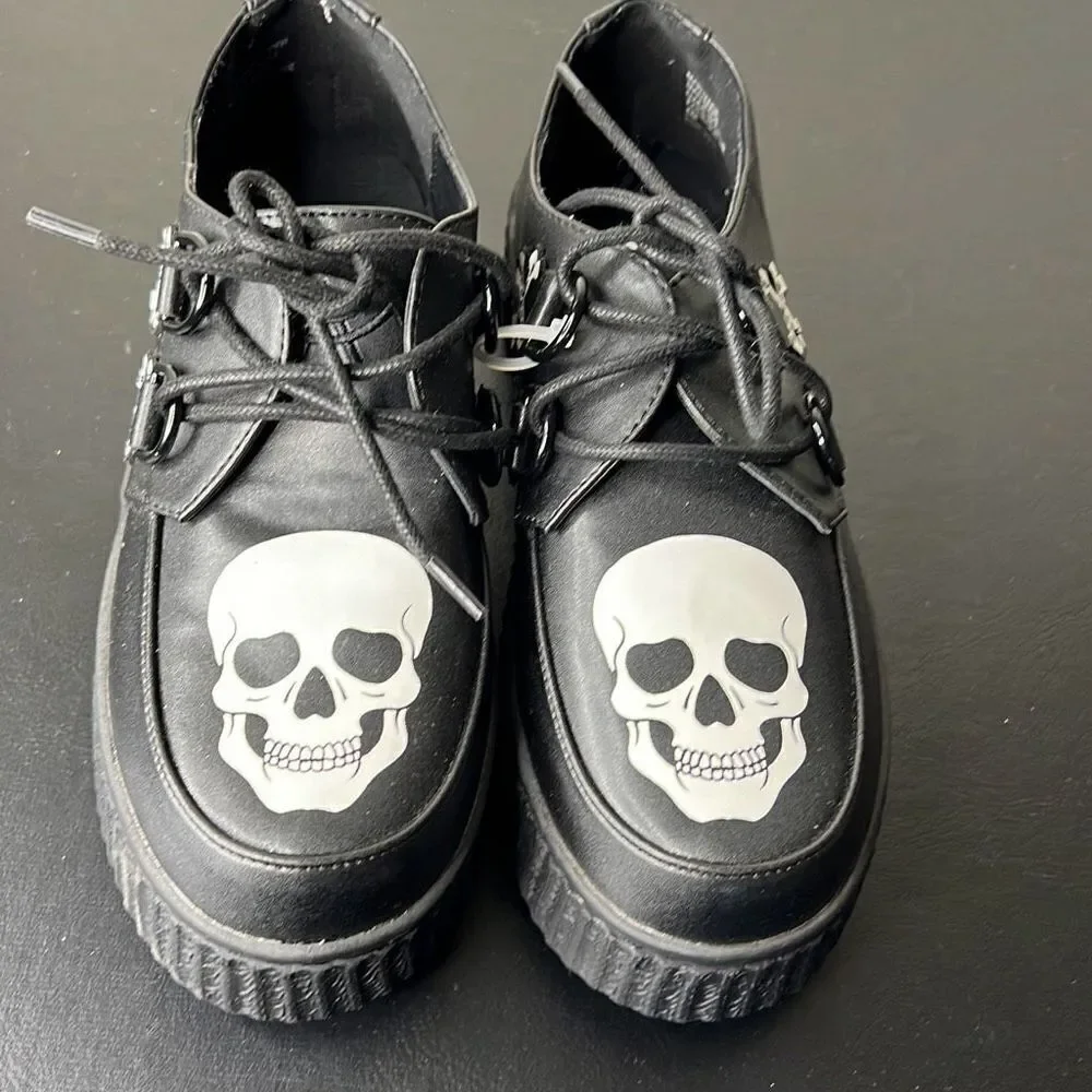 Hot Topic Strange Cvlt Black Skull Creepers Size 6 New